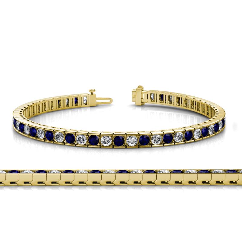 Abril 3.10 mm Blue Sapphire and Lab Grown Diamond Eternity Tennis Bracelet 