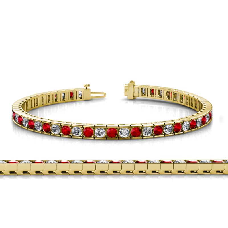 Abril 3.10 mm Ruby and Lab Grown Diamond Eternity Tennis Bracelet 