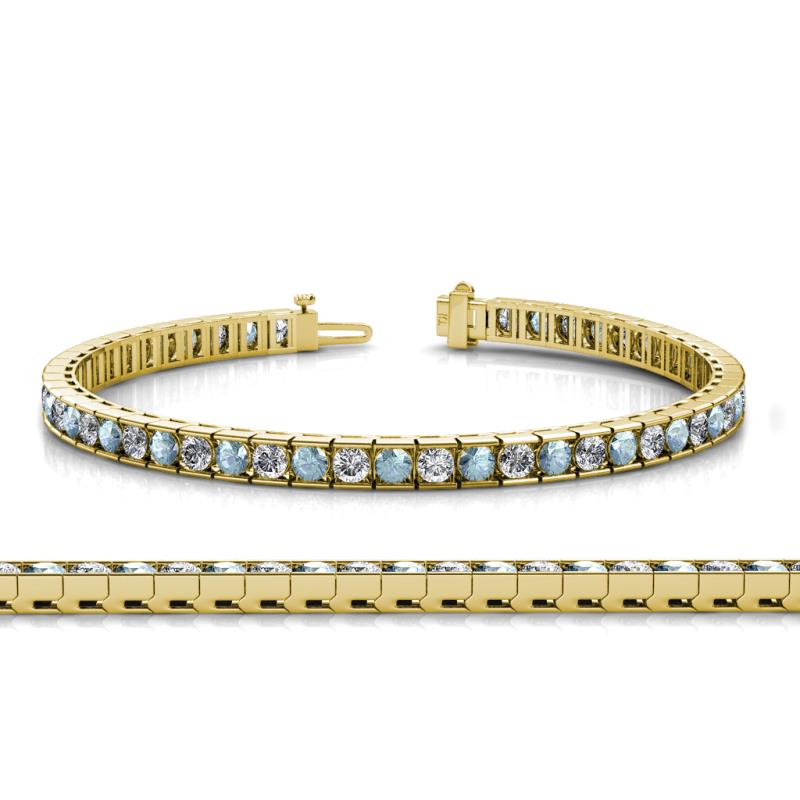 Abril 3.10 mm Aquamarine and Lab Grown Diamond Eternity Tennis Bracelet 