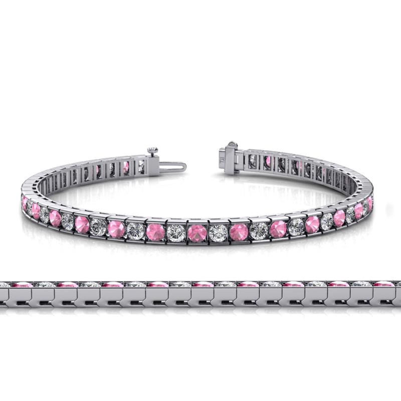 Abril 3.10 mm Pink Tourmaline and Lab Grown Diamond Eternity Tennis Bracelet 