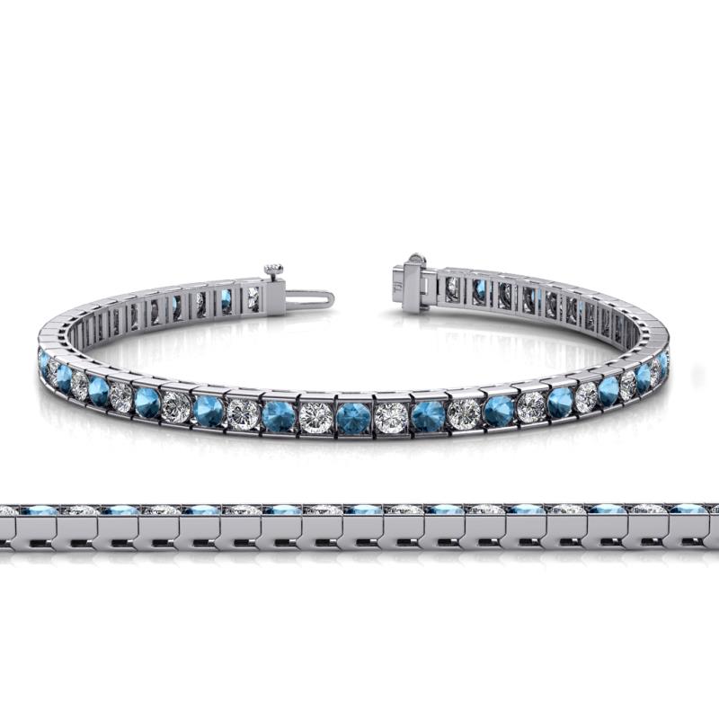 Abril 3.10 mm Blue Topaz and Lab Grown Diamond Eternity Tennis Bracelet 