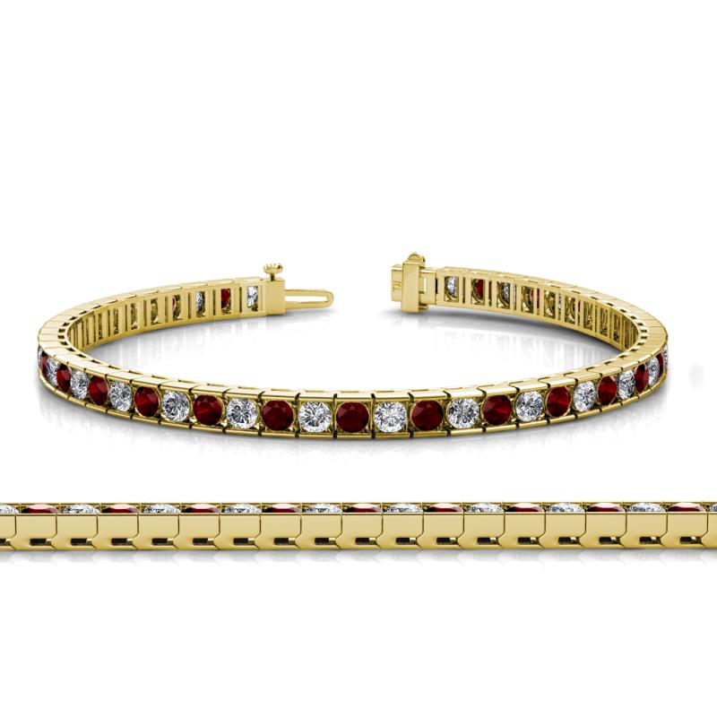 Abril 3.10 mm Red Garnet and Lab Grown Diamond Eternity Tennis Bracelet 