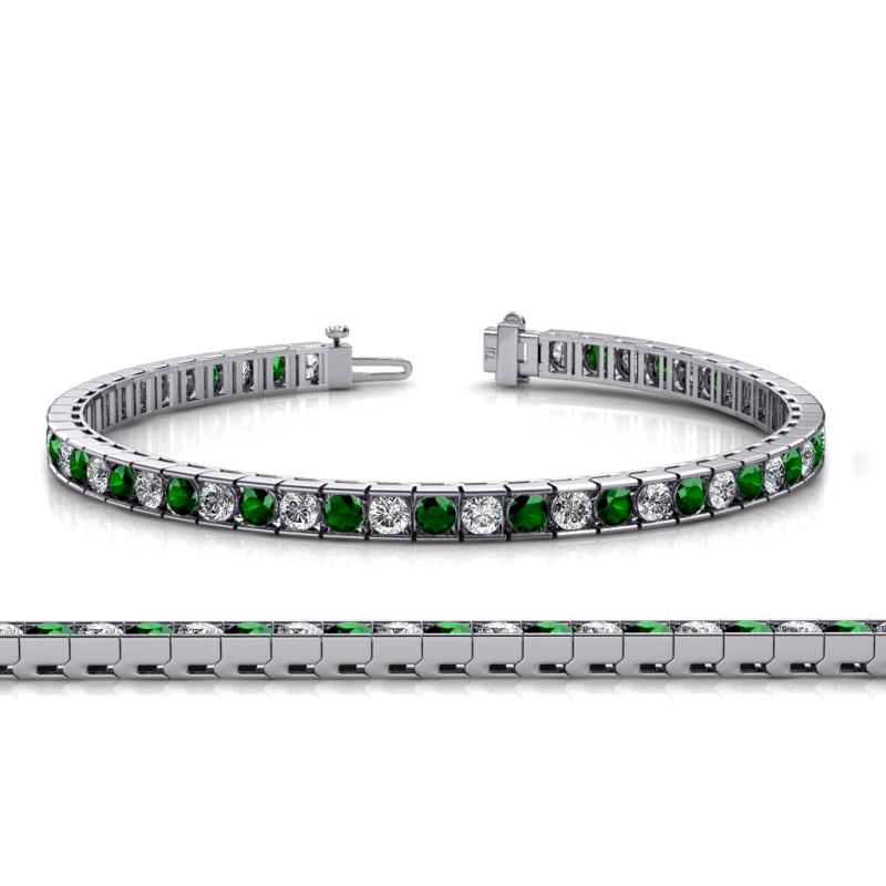Abril 3.10 mm Emerald and Lab Grown Diamond Eternity Tennis Bracelet 