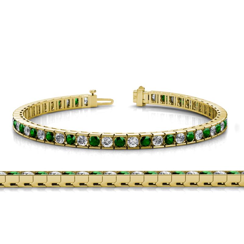 Abril 3.10 mm Emerald and Lab Grown Diamond Eternity Tennis Bracelet 