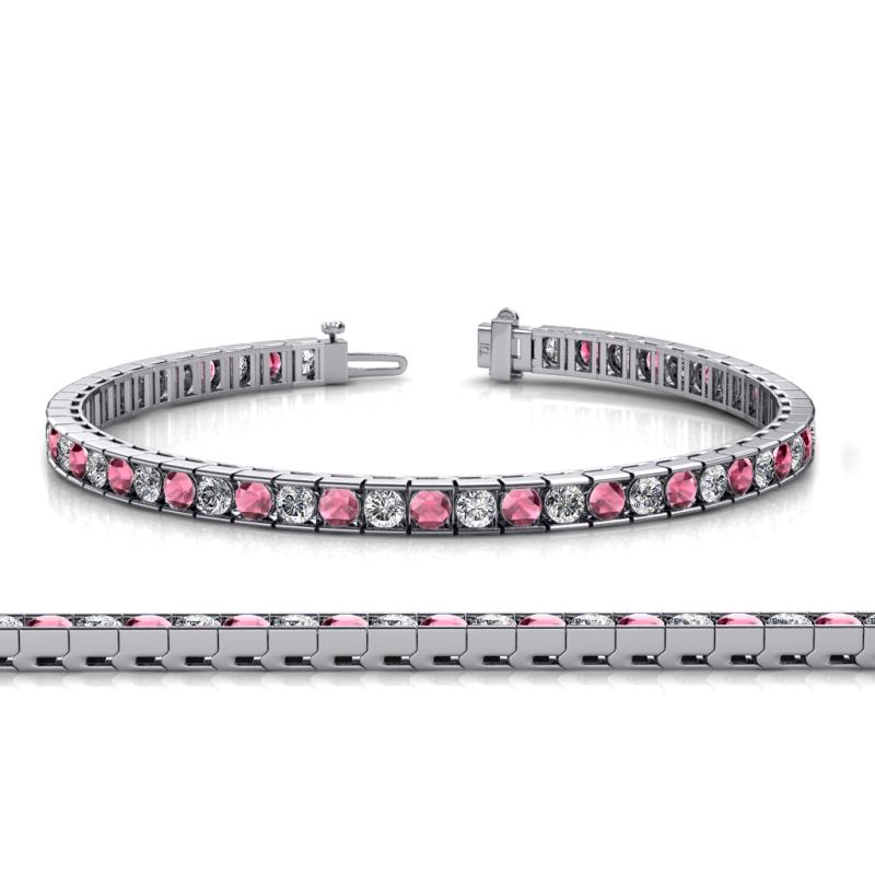 Abril 3.10 mm Rhodolite Garnet and Lab Grown Diamond Eternity Tennis Bracelet 