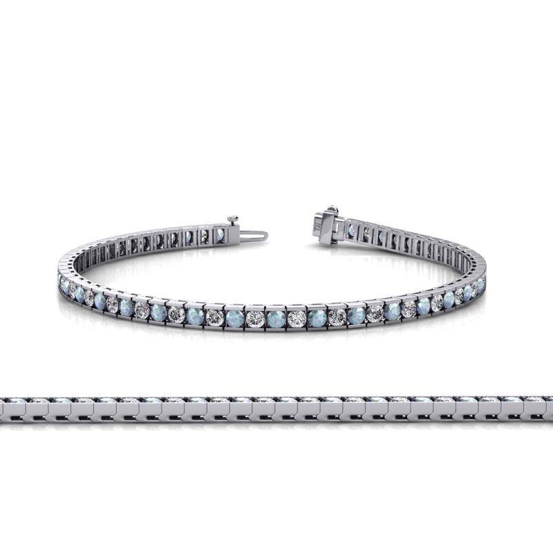 Abril 2.50 mm Aquamarine and Diamond Eternity Tennis Bracelet 