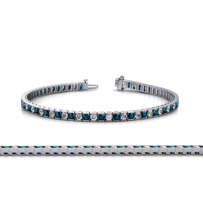 Abril 2.50 mm Blue and White Lab Grown Diamond Eternity Tennis Bracelet 