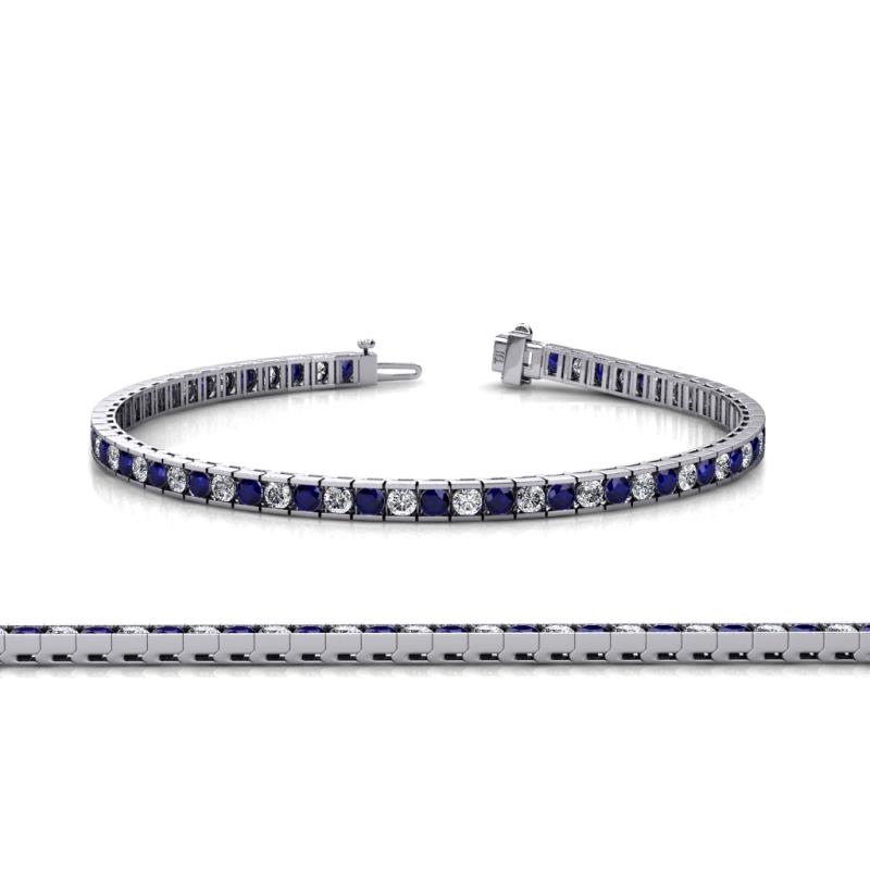 Abril 2.40 mm Blue Sapphire and Lab Grown Diamond Eternity Tennis Bracelet 