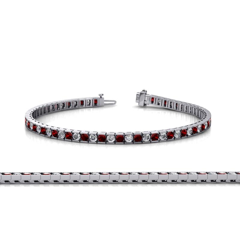 Abril 2.40 mm Red Garnet and Lab Grown Diamond Eternity Tennis Bracelet 