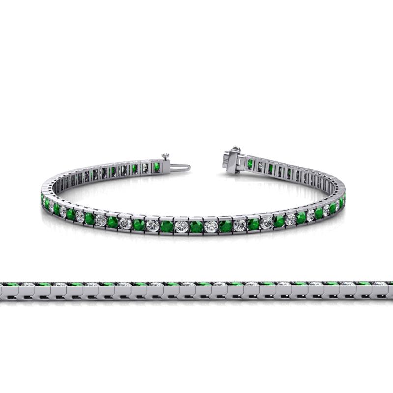 Abril 2.40 mm Emerald and Lab Grown Diamond Eternity Tennis Bracelet 
