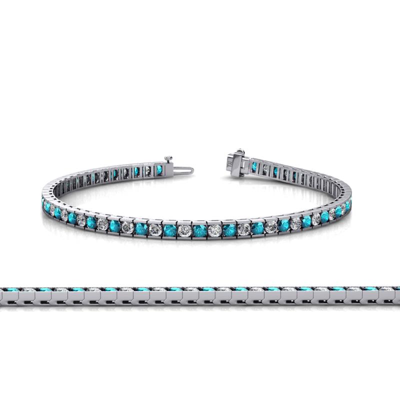 Abril 2.40 mm London Blue Topaz and Lab Grown Diamond Eternity Tennis Bracelet 