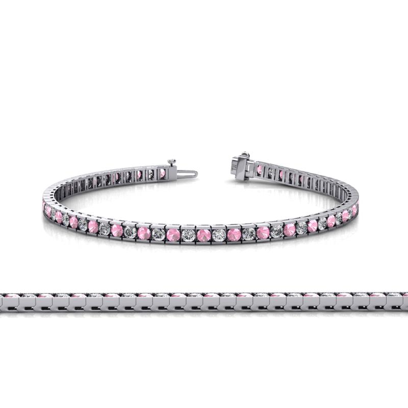 Abril 2.00 mm Pink Tourmaline and Diamond Eternity Tennis Bracelet 