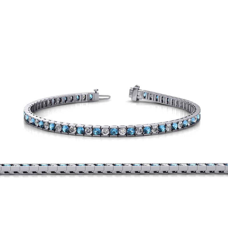 Abril 2.00 mm Blue Topaz and Diamond Eternity Tennis Bracelet 