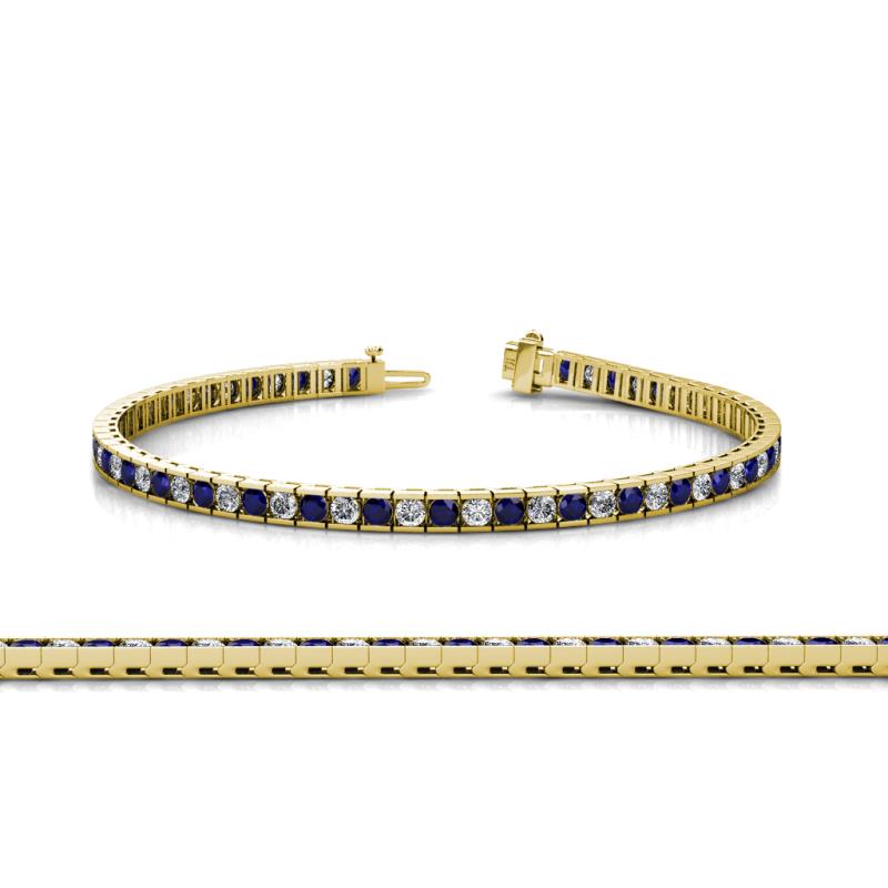 Abril 2.00 mm Blue Sapphire and Lab Grown Diamond Eternity Tennis Bracelet 
