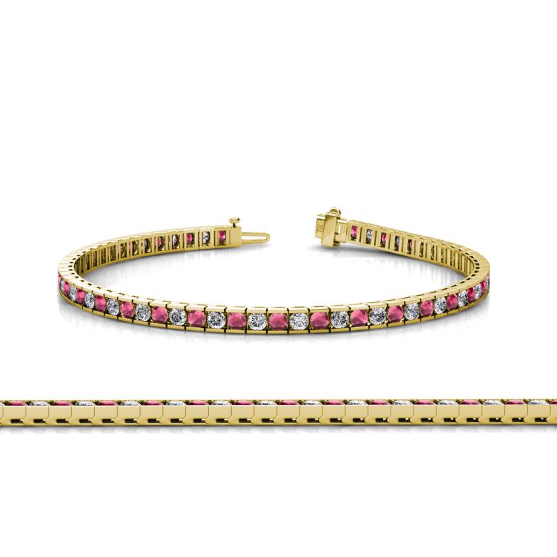 Abril 2.00 mm Rhodolite Garnet and Lab Grown Diamond Eternity Tennis Bracelet 