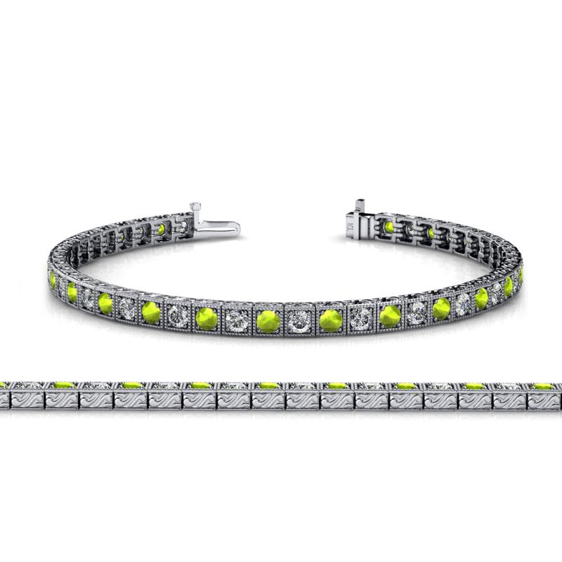 Nancie 3.30 mm Peridot and Diamond Eternity Tennis Bracelet 