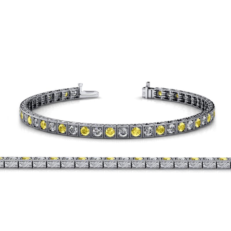 Nancie 3.30 mm Yellow Sapphire and Diamond Eternity Tennis Bracelet 