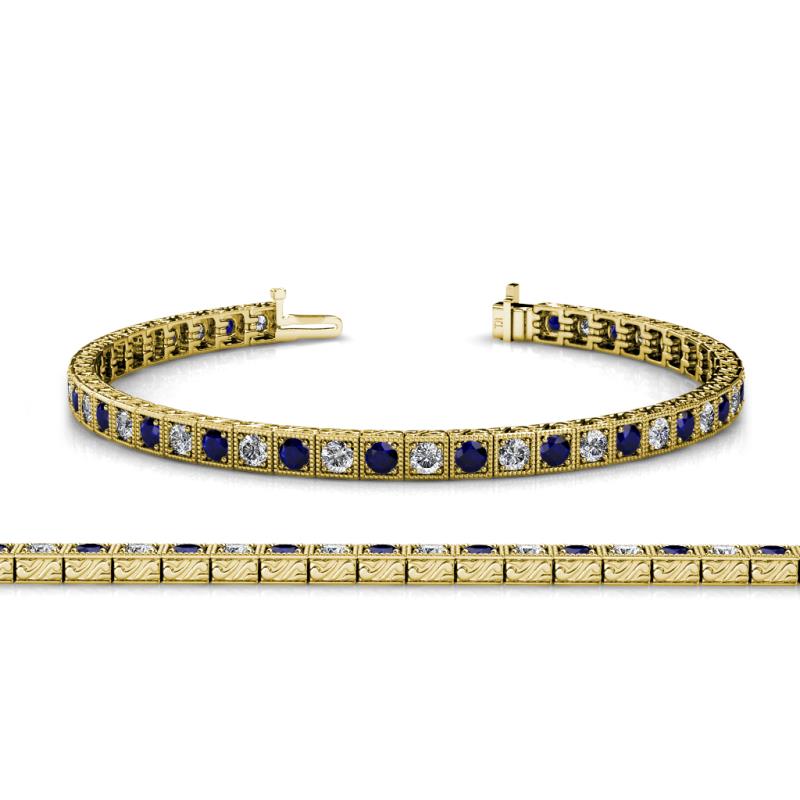 Nancie 3.30 mm Blue Sapphire and Lab Grown Diamond Eternity Tennis Bracelet 