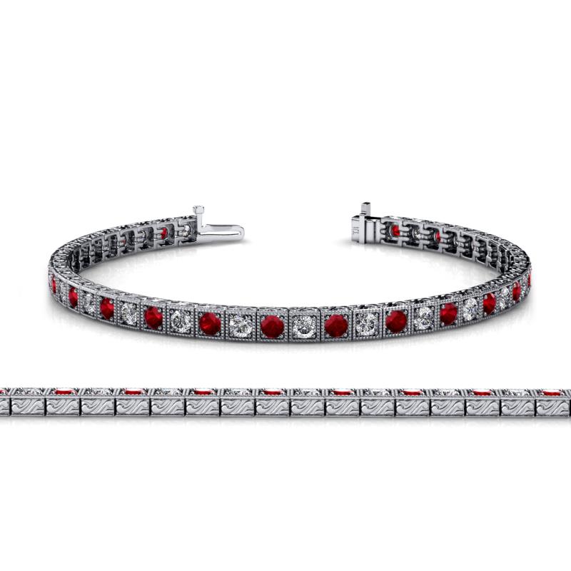 Nancie 3.30 mm Ruby and Lab Grown Diamond Eternity Tennis Bracelet 