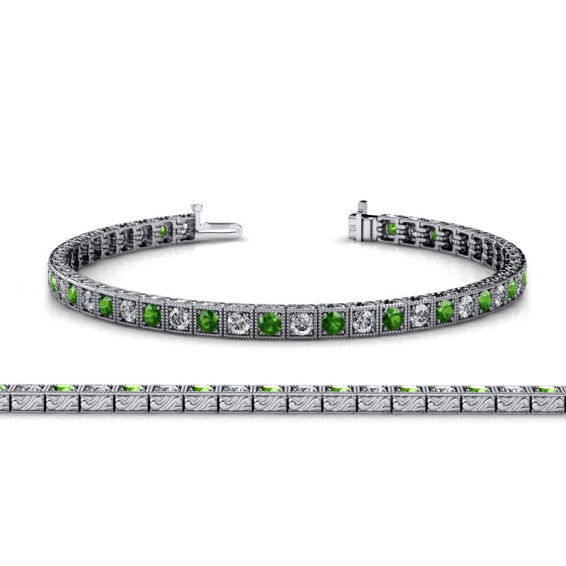 Nancie 3.30 mm Green Garnet and Lab Grown Diamond Eternity Tennis Bracelet 