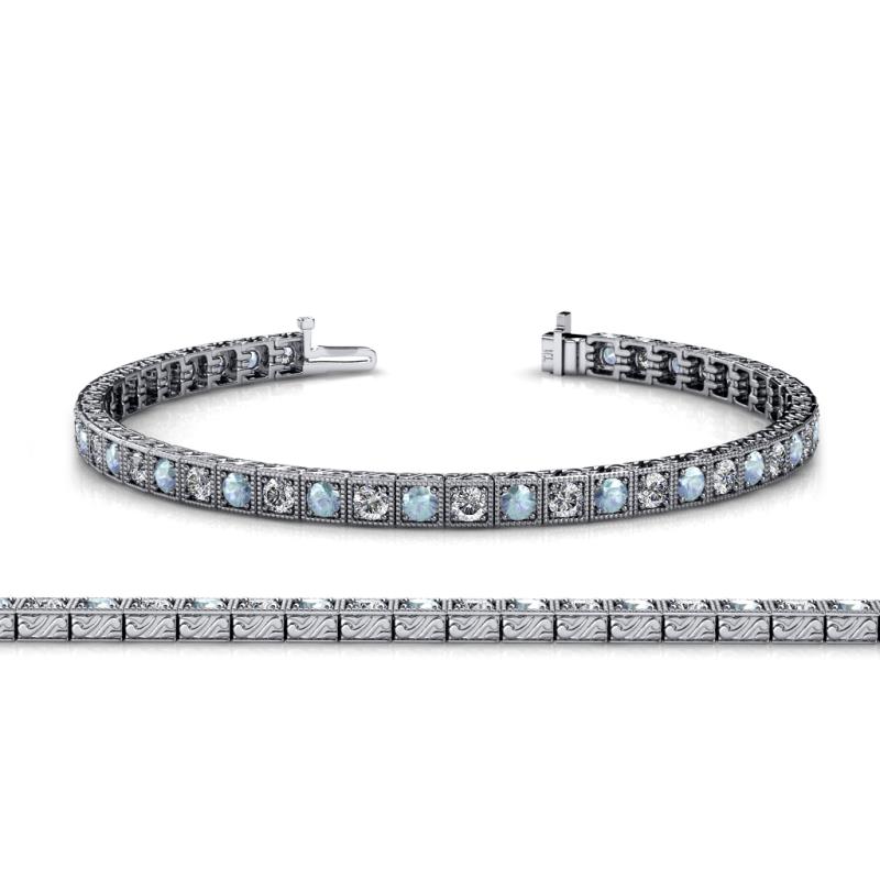 Nancie 3.30 mm Aquamarine and Lab Grown Diamond Eternity Tennis Bracelet 