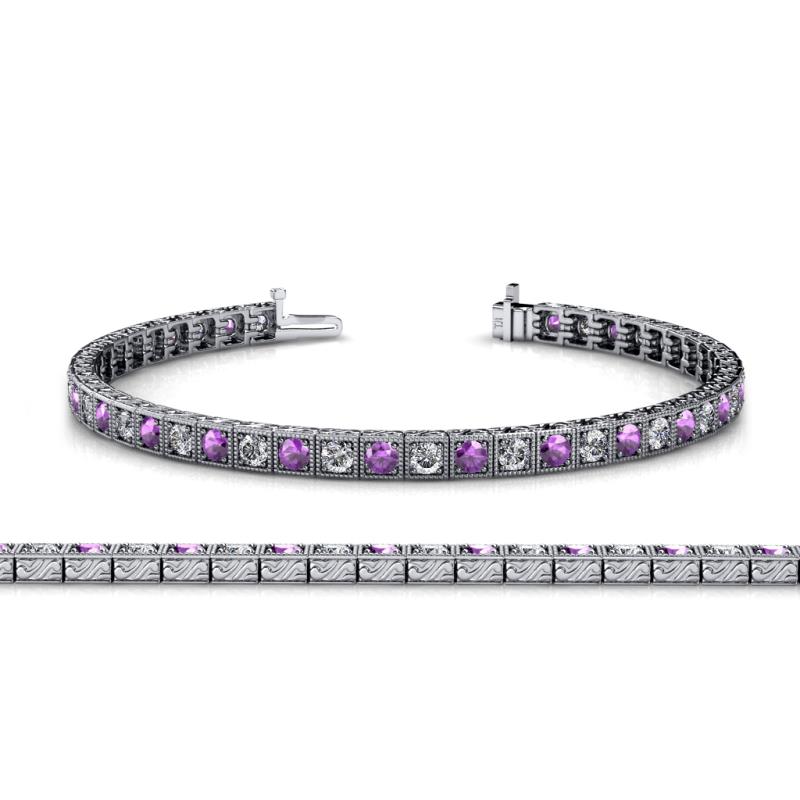 Nancie 3.30 mm Amethyst and Lab Grown Diamond Eternity Tennis Bracelet 