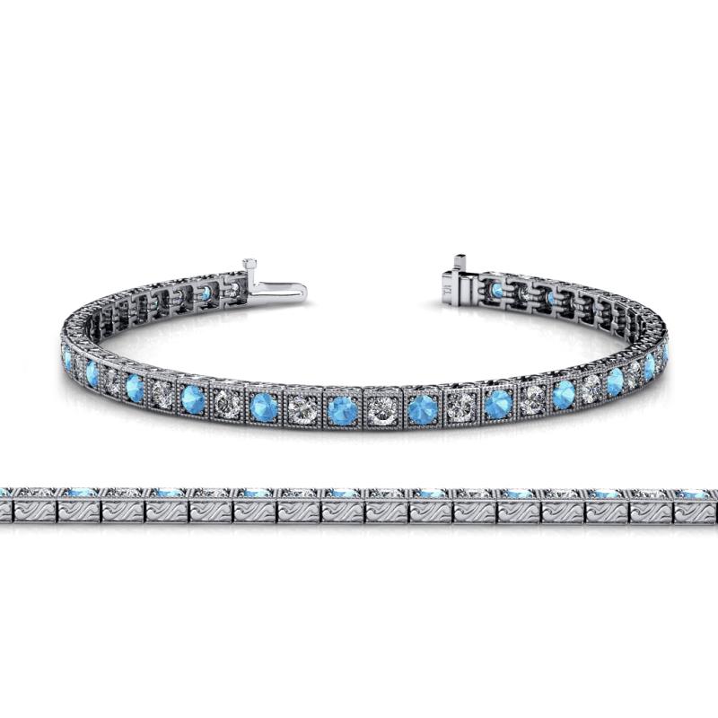 Nancie 3.30 mm Blue Topaz and Lab Grown Diamond Eternity Tennis Bracelet 