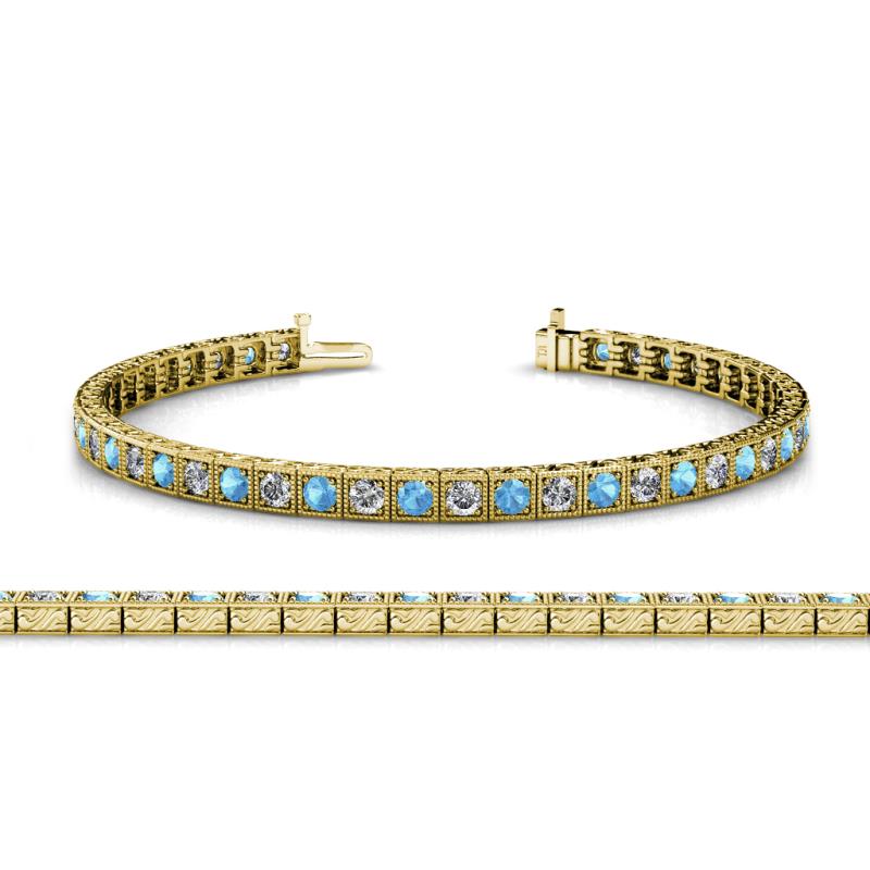 Nancie 3.30 mm Blue Topaz and Lab Grown Diamond Eternity Tennis Bracelet 