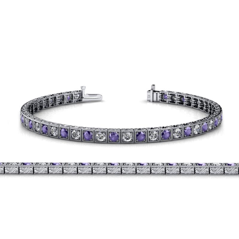 Nancie 3.30 mm Iolite and Lab Grown Diamond Eternity Tennis Bracelet 