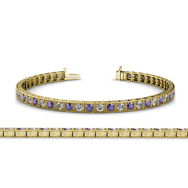 Nancie 3.30 mm Iolite and Lab Grown Diamond Eternity Tennis Bracelet 