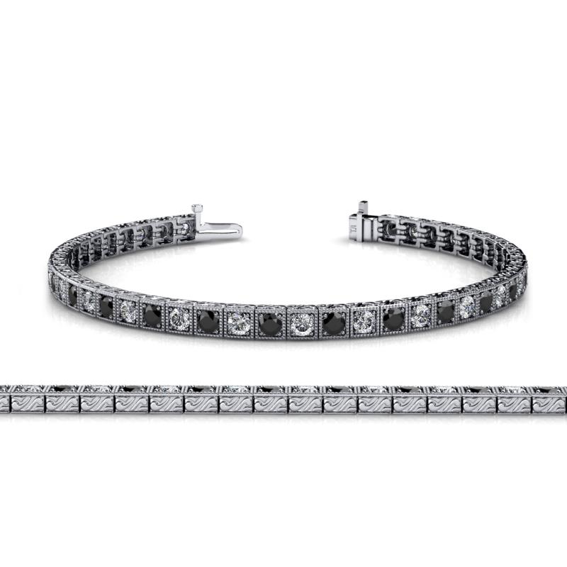 Nancie 3.30 mm Black and White Lab Grown Diamond Eternity Tennis Bracelet 