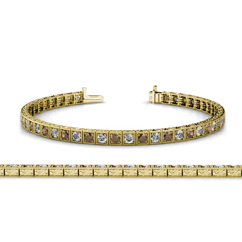 Nancie 3.30 mm Smoky Quartz and Lab Grown Diamond Eternity Tennis Bracelet 