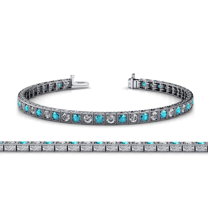 Nancie 3.30 mm London Blue Topaz and Lab Grown Diamond Eternity Tennis Bracelet 