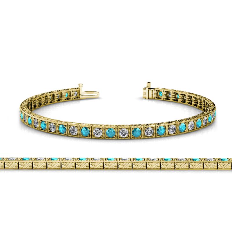 Nancie 3.30 mm London Blue Topaz and Lab Grown Diamond Eternity Tennis Bracelet 
