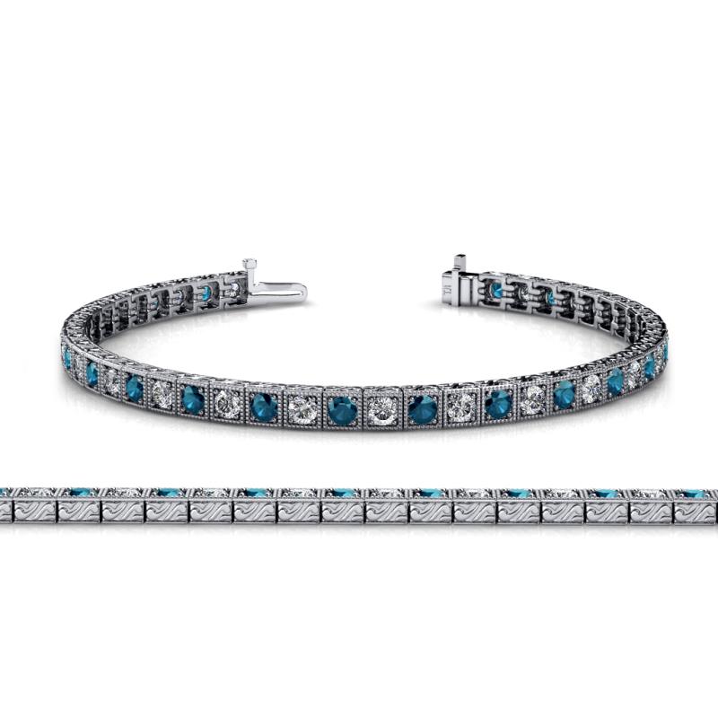 Nancie 3.30 mm Blue and White Lab Grown Diamond Eternity Tennis Bracelet 
