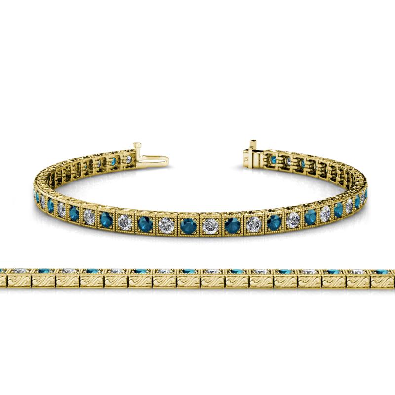 Nancie 3.30 mm Blue and White Lab Grown Diamond Eternity Tennis Bracelet 