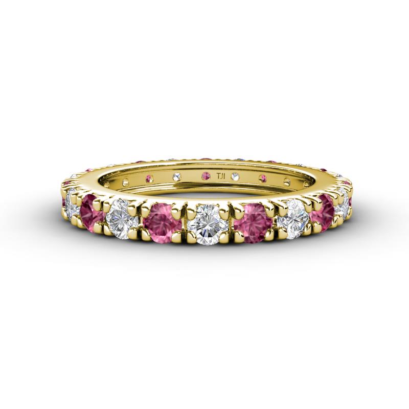 Gracie 3.00 mm Round Pink Tourmaline and Diamond Eternity Band 