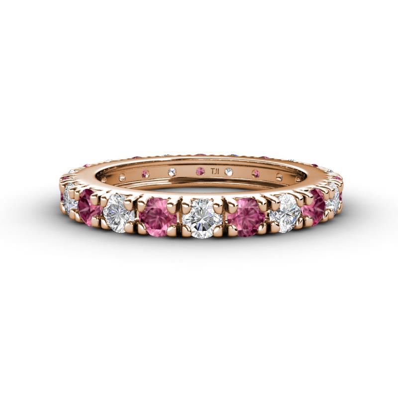 Gracie 3.00 mm Round Pink Tourmaline and Diamond Eternity Band 