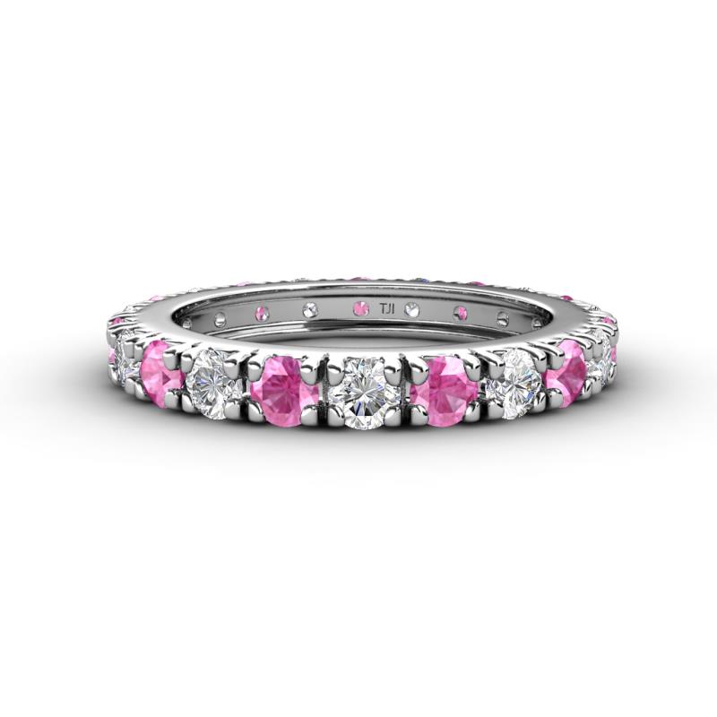 Gracie 3.00 mm Round Pink Sapphire and Diamond Eternity Band 