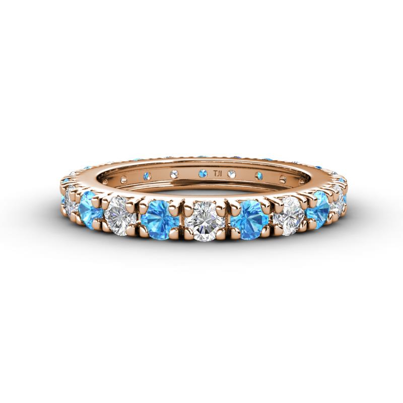 Gracie 3.00 mm Round Blue Topaz and Diamond Eternity Band 