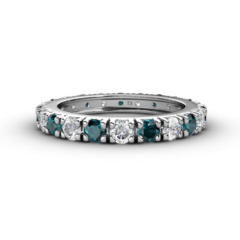 Gracie 3.00 mm Round London Blue Topaz and Diamond Eternity Band 