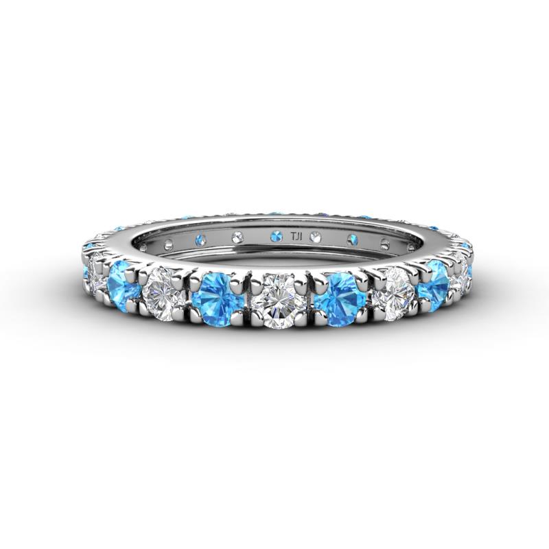 Gracie 3.00 mm Round Blue Topaz and Diamond Eternity Band 