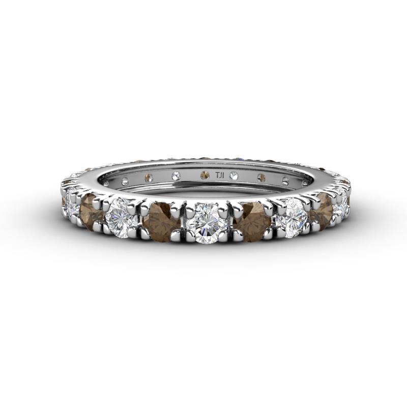 Gracie 3.00 mm Round Smoky Quartz and Diamond Eternity Band 
