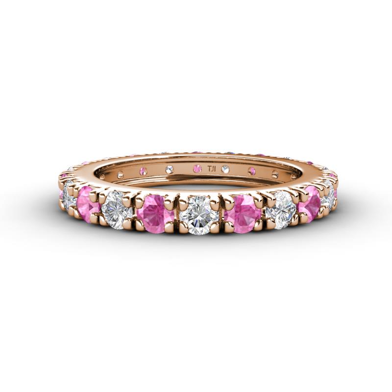 Gracie 3.00 mm Round Pink Sapphire and Lab Grown Diamond Eternity Band 