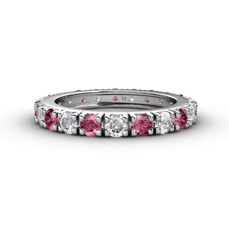 Gracie 3.00 mm Round Pink Tourmaline and Lab Grown Diamond Eternity Band 