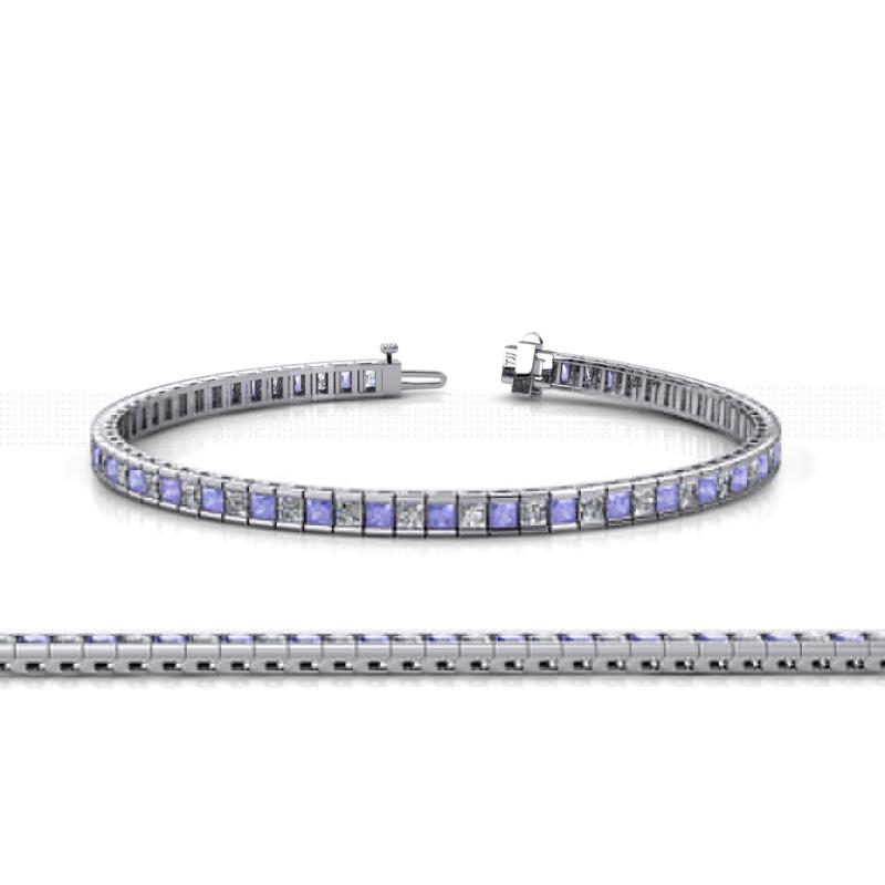Zahra Princess Cut 2.00 mm Tanzanite and Diamond Eternity Tennis Bracelet 