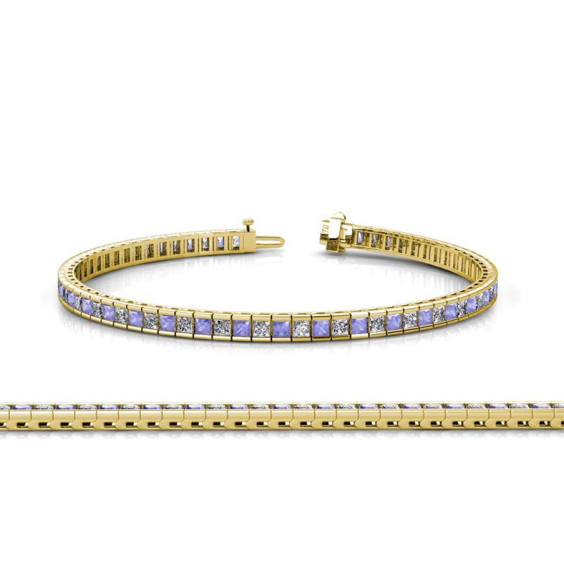 Zahra Princess Cut 2.00 mm Tanzanite and Diamond Eternity Tennis Bracelet 