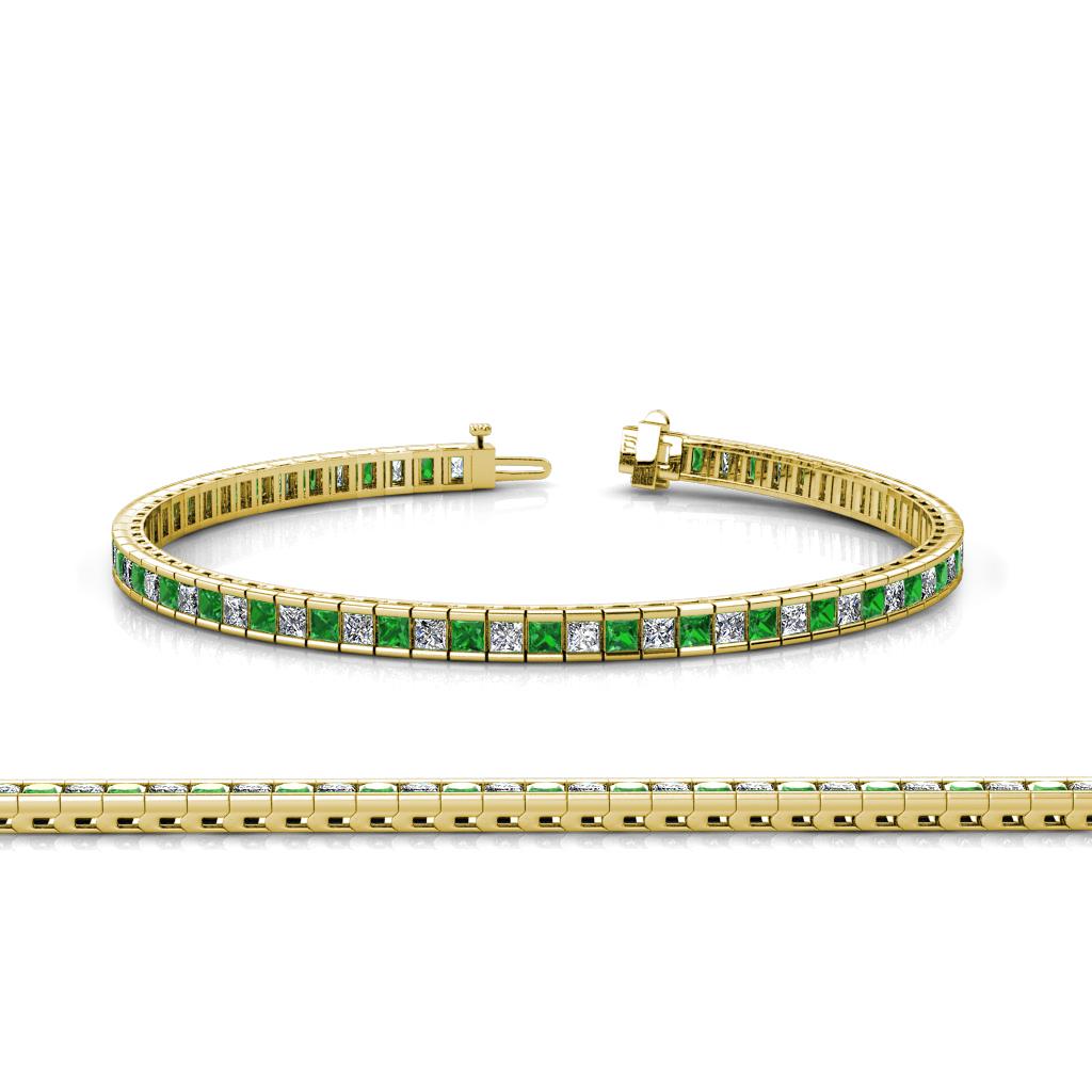 Zahra Princess Cut 2.00 mm Green Garnet and Diamond Eternity Tennis Bracelet 