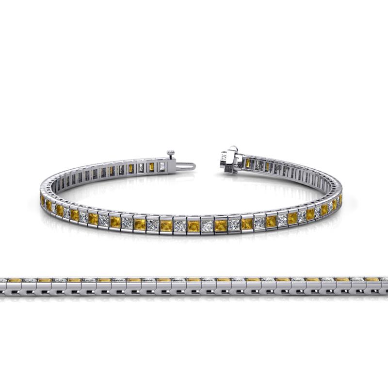 Zahra Princess Cut 2.00 mm Citrine and Diamond Eternity Tennis Bracelet 