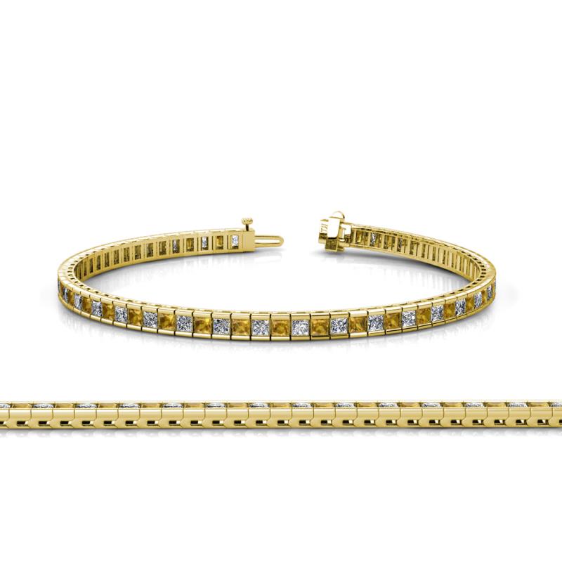 Zahra Princess Cut 2.00 mm Citrine and Diamond Eternity Tennis Bracelet 